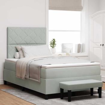 ARDEBO.de - Boxspringbett mit Kissen Hellgrau 200 x 120 cm Samt