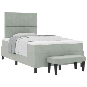 Boxspringbett mit Kissen Hellgrau 200 x 120 cm Samt