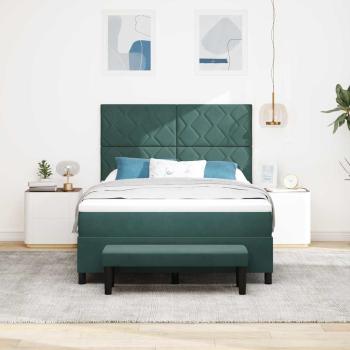 Boxspringbett mit Kopfteil Dunkelgrün 190 x 140 cm Samt
