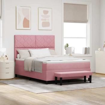 ARDEBO.de - Boxspringbett mit Kissen mit Kopfteil Rosa 200 x 140 cm Samt