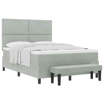 Boxspringbett mit Kopfteil Hellgrau 200 x 160 cm Samt