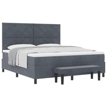 Boxspringbett mit Kopfteil Dunkelgrau 200 x 180 cm Samt