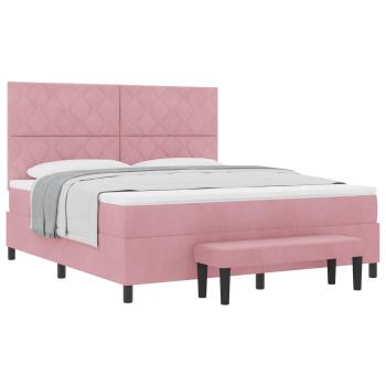 Boxspringbett mit Kopfteil Rosa 200 x 180 cm Samt