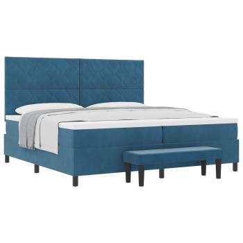 Boxspringbett mit Kopfteil Dunkelblau 200 x 200 cm Samt