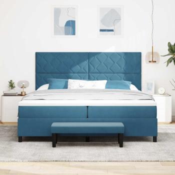 Boxspringbett mit Kopfteil Dunkelblau 200 x 200 cm Samt