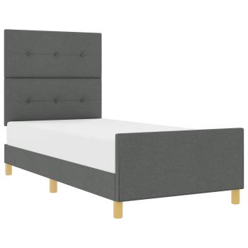 Bettgestell mit Kopfteil Dunkelgrau 90 x 200 cm Stoff