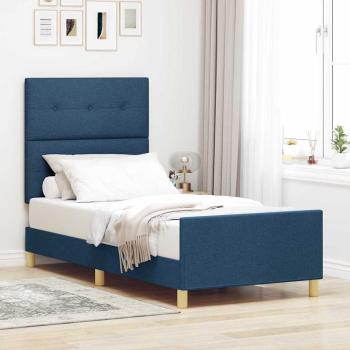 ARDEBO.de - Bettgestell mit Kopfteil Blau 90 x 200 cm Stoff