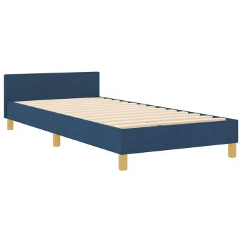 Bettgestell mit Kopfteil Blau 90 x 200 cm Stoff