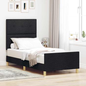 ARDEBO.de - Bettgestell mit Kopfteil Schwarz 100 x 200 cm Stoff