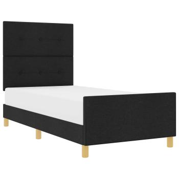 Bettgestell mit Kopfteil Schwarz 100 x 200 cm Stoff