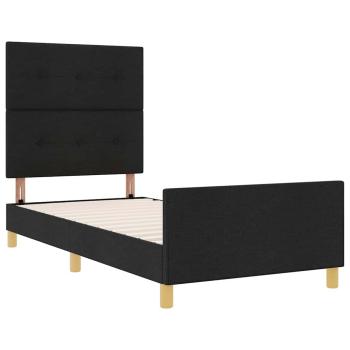 Bettgestell mit Kopfteil Schwarz 100 x 200 cm Stoff