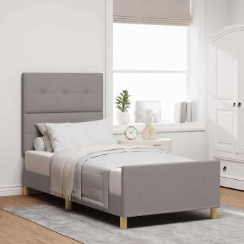 ARDEBO.de - Bettgestell mit Kopfteil Taupe 100 x 200 cm Stoff