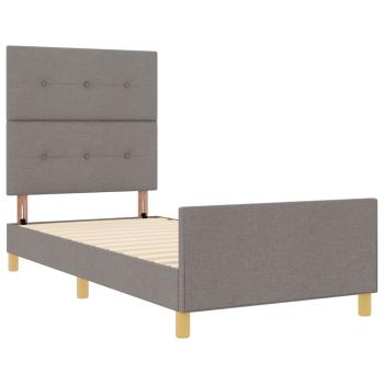 Bettgestell mit Kopfteil Taupe 100 x 200 cm Stoff
