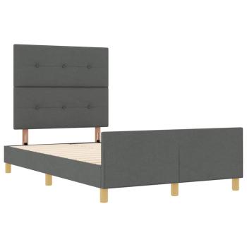 Bettgestell mit Kopfteil Dunkelgrau 120 x 200 cm Stoff