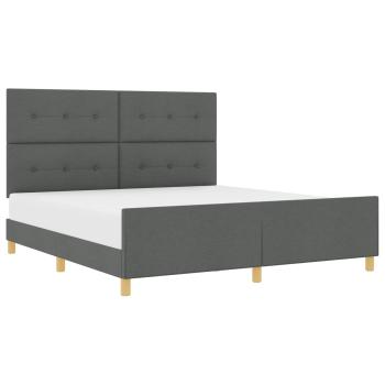 Bettgestell mit Kopfteil Dunkelgrau 180 x 200 cm Stoff