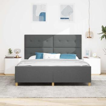 Bettgestell mit Kopfteil Dunkelgrau 180 x 200 cm Stoff