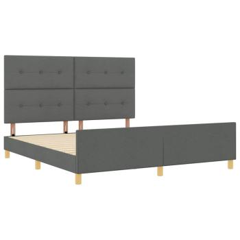 Bettgestell mit Kopfteil Dunkelgrau 180 x 200 cm Stoff