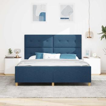 Bettgestell mit Kopfteil Blau 180 x 200 cm Stoff