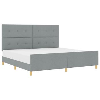 Bettgestell mit Kopfteil Hellgrau 200 x 200 cm Stoff