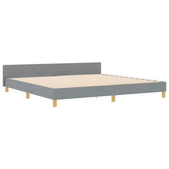 Bettgestell mit Kopfteil Hellgrau 200 x 200 cm Stoff