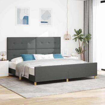 ARDEBO.de - Bettgestell mit Kopfteil Dunkelgrau 200 x 200 cm Stoff