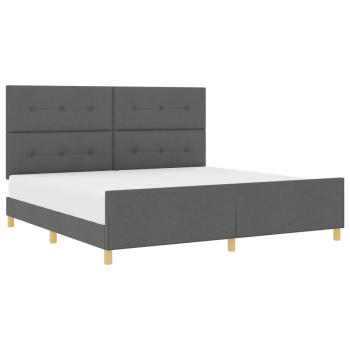 Bettgestell mit Kopfteil Dunkelgrau 200 x 200 cm Stoff
