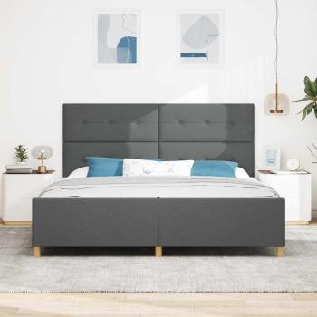 Bettgestell mit Kopfteil Dunkelgrau 200 x 200 cm Stoff