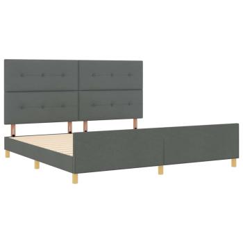 Bettgestell mit Kopfteil Dunkelgrau 200 x 200 cm Stoff