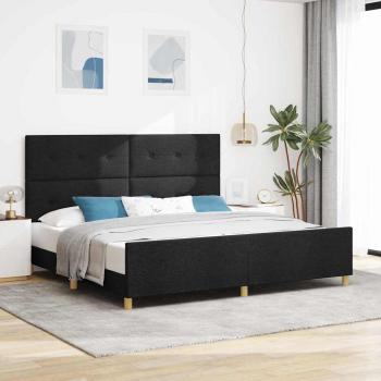 ARDEBO.de - Bettgestell mit Kopfteil Schwarz 200 x 200 cm Stoff