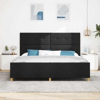 Bettgestell mit Kopfteil Schwarz 200 x 200 cm Stoff
