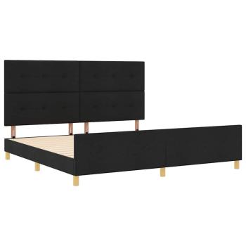 Bettgestell mit Kopfteil Schwarz 200 x 200 cm Stoff