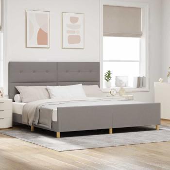 ARDEBO.de - Bettgestell mit Kopfteil Taupe 200 x 200 cm Stoff