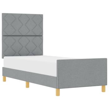 Bettgestell mit Kopfteil Hellgrau 80 x 200 cm Stoff