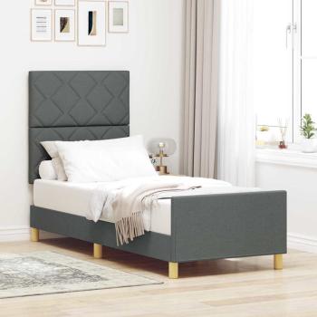 ARDEBO.de - Bettgestell mit Kopfteil Dunkelgrau 80 x 200 cm Stoff