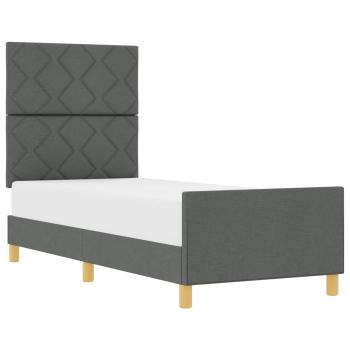 Bettgestell mit Kopfteil Dunkelgrau 80 x 200 cm Stoff