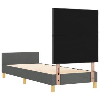 Bettgestell mit Kopfteil Dunkelgrau 80 x 200 cm Stoff