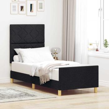 ARDEBO.de - Bettgestell mit Kopfteil Schwarz 80 x 200 cm Stoff