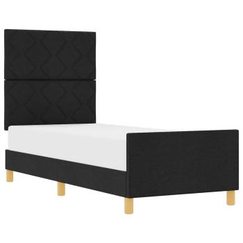 Bettgestell mit Kopfteil Schwarz 80 x 200 cm Stoff
