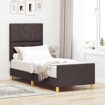 ARDEBO.de - Bettgestell mit Kopfteil Dunkelbraun 80 x 200 cm Stoff