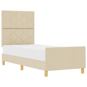 Bettgestell mit Kopfteil Creme 80 x 200 cm Stoff