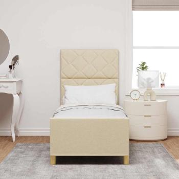 Bettgestell mit Kopfteil Creme 80 x 200 cm Stoff