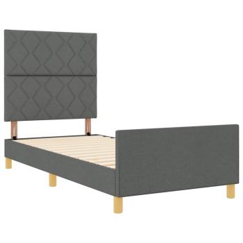 Bettgestell mit Kopfteil Dunkelgrau 90 x 190 cm Stoff