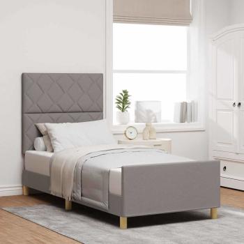 ARDEBO.de - Bettgestell mit Kopfteil Taupe 90 x 190 cm Stoff