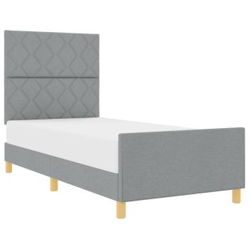 Bettgestell mit Kopfteil Hellgrau 90 x 200 cm Stoff