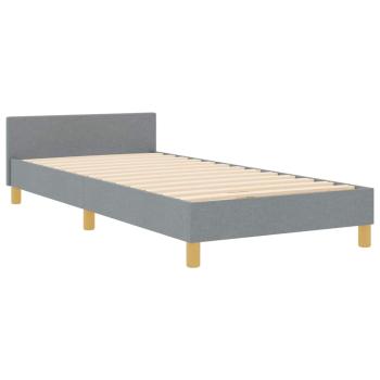Bettgestell mit Kopfteil Hellgrau 90 x 200 cm Stoff