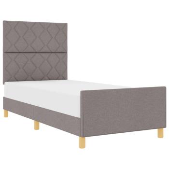 Bettgestell mit Kopfteil Taupe 90 x 200 cm Stoff