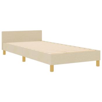 Bettgestell mit Kopfteil Creme 90 x 200 cm Stoff