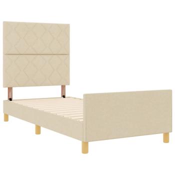 Bettgestell mit Kopfteil Creme 90 x 200 cm Stoff
