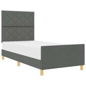 Bettgestell mit Kopfteil Dunkelgrau 100 x 200 cm Stoff