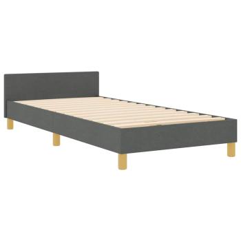 Bettgestell mit Kopfteil Dunkelgrau 100 x 200 cm Stoff